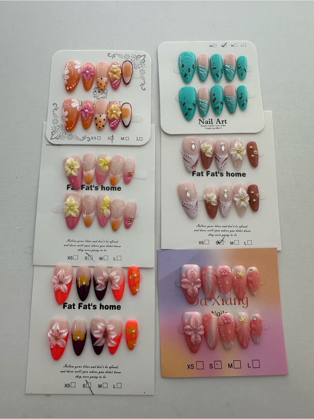 Premium 3D Press-on Nails Bundle- 6 sets Small